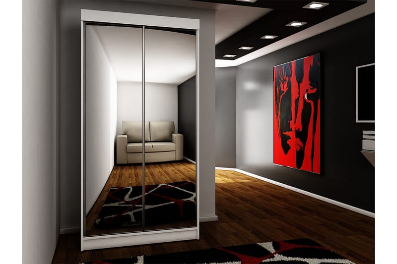 Dunkra Garderob m. Spegel 100x200 cm - Vit/Grå - Förvaring - Garderober & garderobssystem