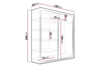 Dunkra Garderob m. Spegel 150x200 cm - Vit - Förvaring - Garderober & garderobssystem