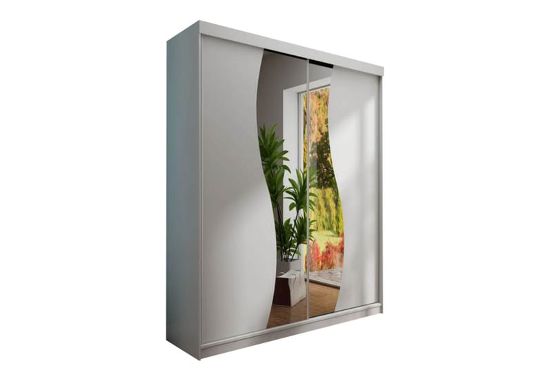 Dunkra Garderob m. Spegel 150x200 cm - Vit - Förvaring - Garderober & garderobssystem