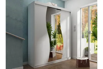 Dunkra Garderob m. Spegel 150x200 cm - Vit - Förvaring - Garderober & garderobssystem