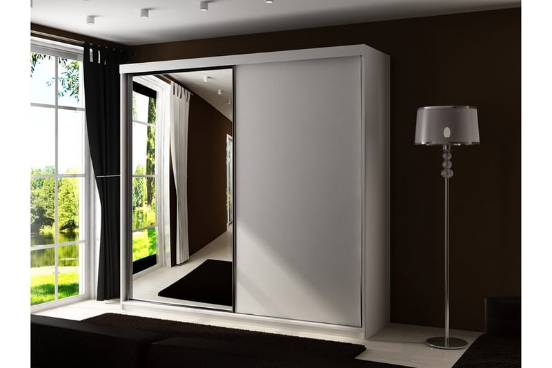 Dunkra Garderob m. Spegel 200x200 cm - Beige - Förvaring - Garderober & garderobssystem