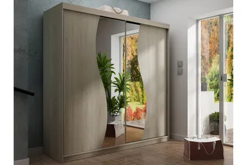 Dunkra Garderob m. Spegel 200x200 cm - Brun - Förvaring - Garderober & garderobssystem