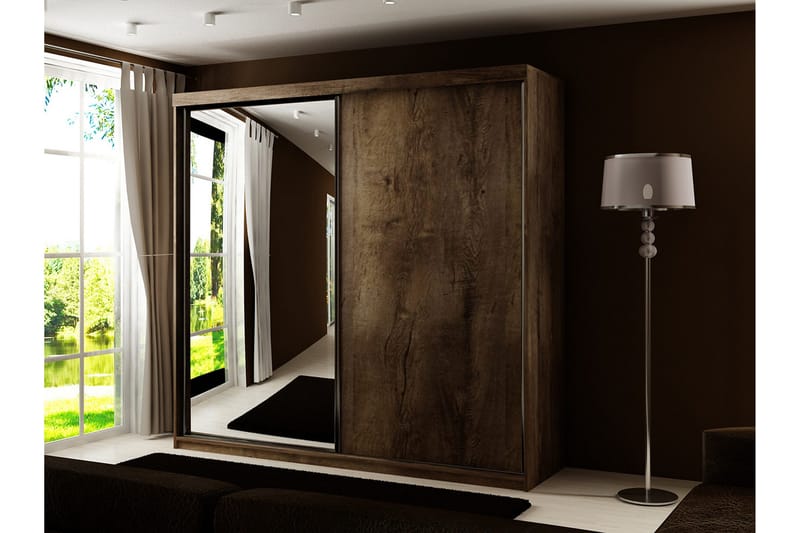 Dunkra Garderob m. Spegel 200x200 cm - Brun - Förvaring - Garderober & garderobssystem