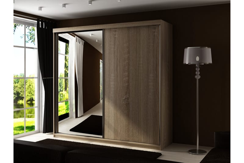 Dunkra Garderob m. Spegel 200x200 cm - Brun/Beige - Förvaring - Garderober & garderobssystem