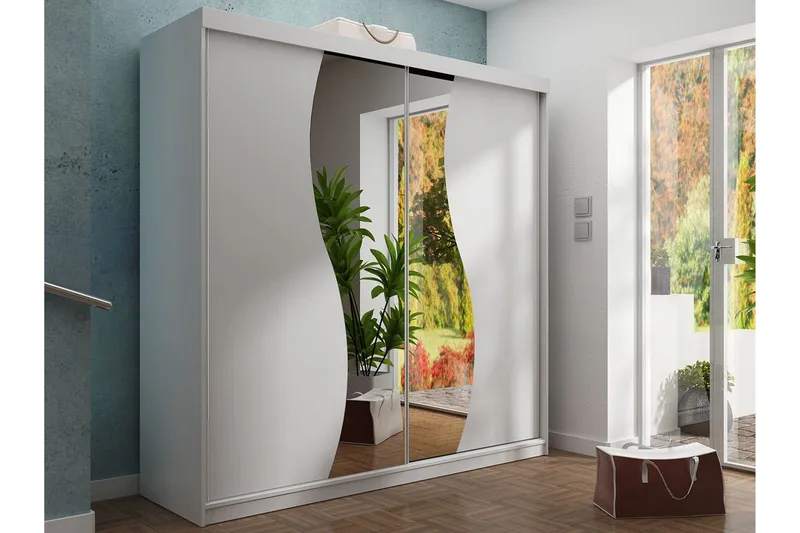 Dunkra Garderob m. Spegel 200x200 cm - Vit - Förvaring - Garderober & garderobssystem