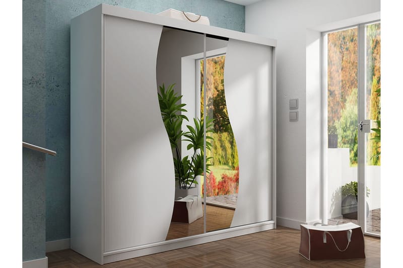 Dunkra Garderob m. Spegel 200x200 cm - Vit - Förvaring - Garderober & garderobssystem