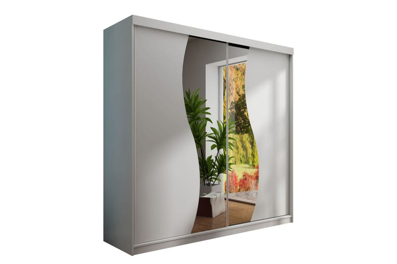 Dunkra Garderob m. Spegel 200x200 cm - Vit - Förvaring - Garderober & garderobssystem