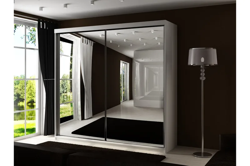 Dunkra Garderob m. Spegel 200x200 cm - Vit - Förvaring - Garderober & garderobssystem