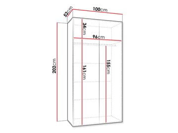Eikra Garderob med spegel 100 cm - Cashmere med svarta accenter och spegeldörr - Förvaring - Garderober & garderobssystem