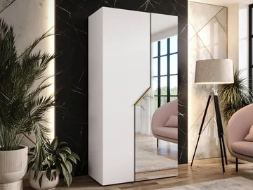 Eikra Garderob med spegel 100 cm - Guld, vit - Förvaring - Garderober & garderobssystem