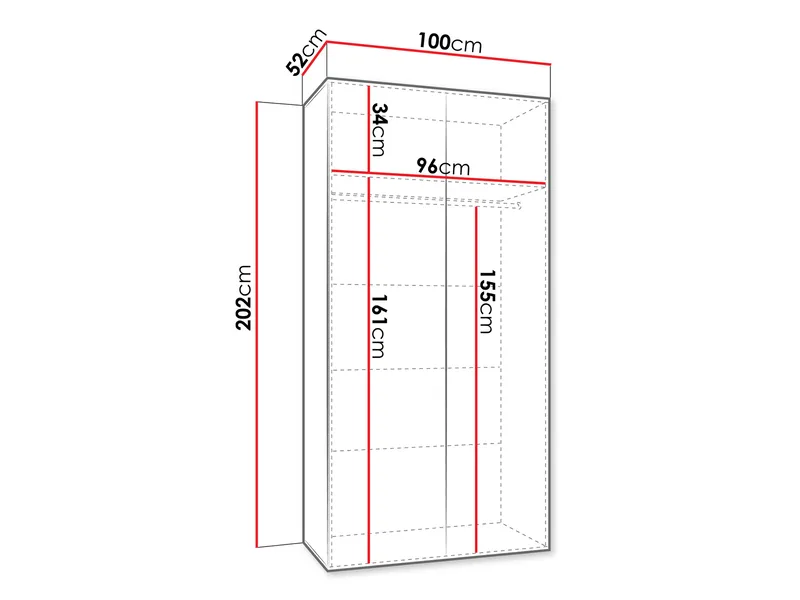 Eikra Garderob med spegel 100 cm - Svart - Förvaring - Garderober & garderobssystem