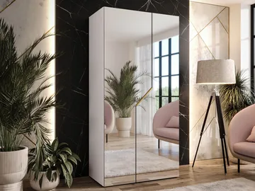 Eikra Garderob med spegel 100 cm - Vit / guld / spegel - Förvaring - Garderober & garderobssystem