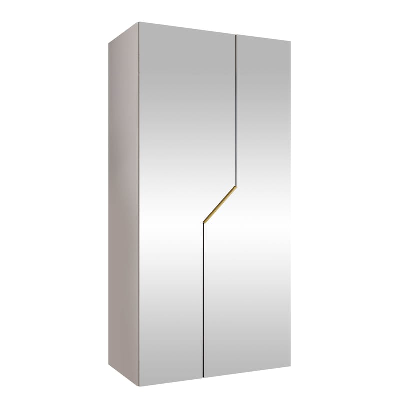 Eikra Garderob med spegel 100 cm, Vit / guld / spegel