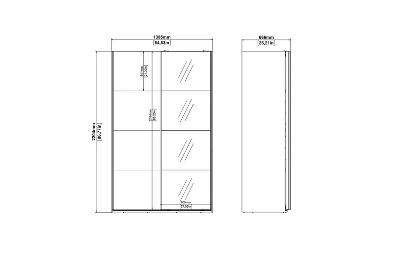Elvos Garderob med Spegel 139x220 cm - Natur - Förvaring - Garderober & garderobssystem