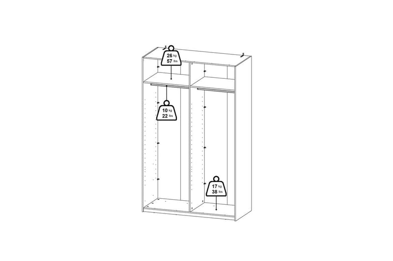 Elvos Garderob med Spegel 139x220 cm - Vit - Förvaring - Garderober & garderobssystem