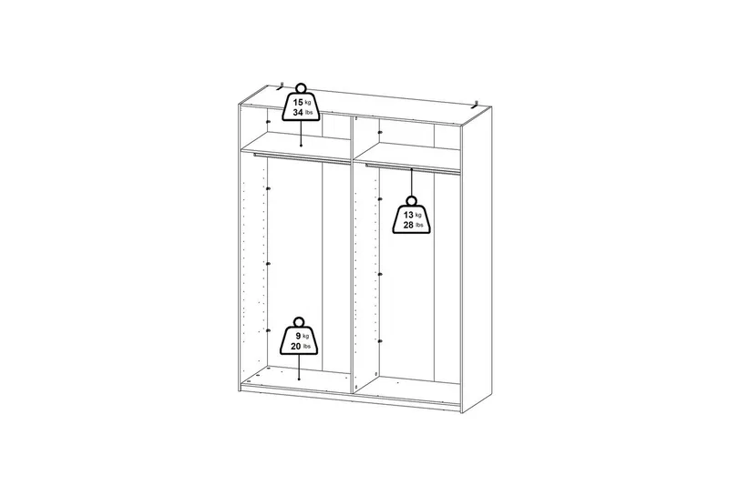 Elvos Garderob med Spegel 179x220 cm - Svart - Förvaring - Garderober & garderobssystem
