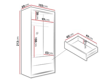 Elvyn Garderob med Spegel 103x213 cm - Brun - Förvaring - Garderober & garderobssystem