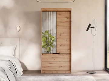 Elvyn Garderob med Spegel 103x213 cm - Brun - Förvaring - Garderober & garderobssystem