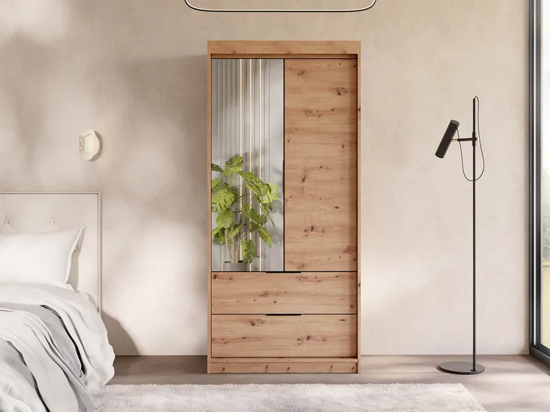 Elvyn Garderob med Spegel 103x213 cm - Brun - Förvaring - Garderober & garderobssystem