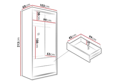 Elvyn Garderob med Spegel 103x213 cm - Brun - Förvaring - Garderober & garderobssystem