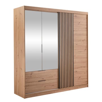 Elvyn Garderob med Spegel 203x213 cm - Brun - Förvaring - Garderober & garderobssystem