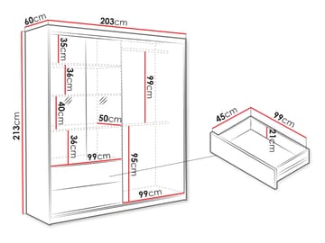 Elvyn Garderob med Spegel 203x213 cm - Brun - Förvaring - Garderober & garderobssystem