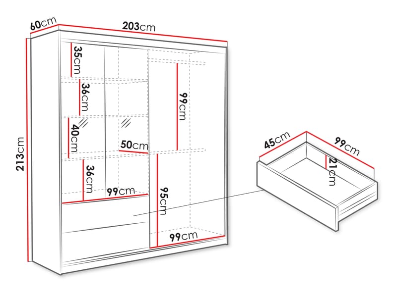 Elvyn Garderob med Spegel 203x213 cm - Brun - Förvaring - Garderober & garderobssystem