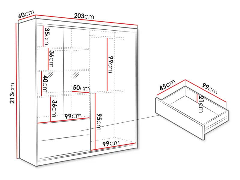 Elvyn Garderob med Spegel 203x213 cm - Brun - Förvaring - Garderober & garderobssystem