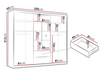 Elvyn Garderob med Spegel 250x213 cm - Brun - Förvaring - Garderober & garderobssystem