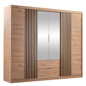 Elvyn Garderob med Spegel 250x213 cm - Brun - Förvaring - Garderober & garderobssystem