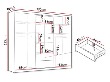 Elvyn Garderob med Spegel 250x213 cm - Brun - Förvaring - Garderober & garderobssystem