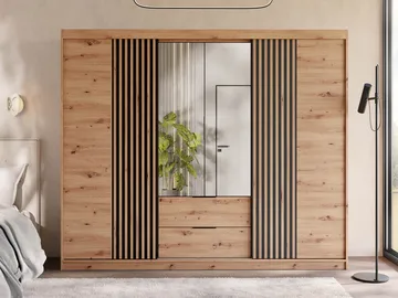 Elvyn Garderob med Spegel 250x213 cm - Brun - Förvaring - Garderober & garderobssystem