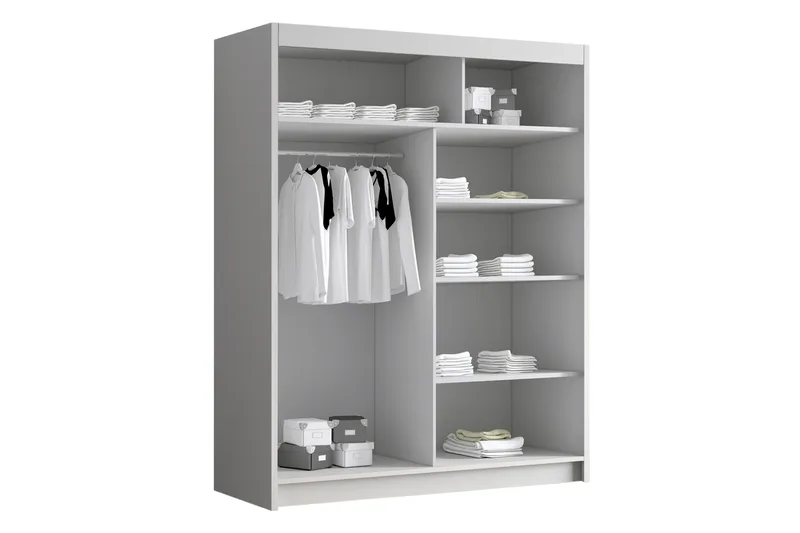 Emet Garderob med Spegel 150x200 cm - Vit - Förvaring - Garderober & garderobssystem