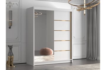 Emet Garderob med Spegel 150x200 cm - Vit - Förvaring - Garderober & garderobssystem