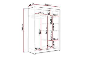 Estella Garderob med Spegel 120x200 cm - Beige - Förvaring - Garderober & garderobssystem