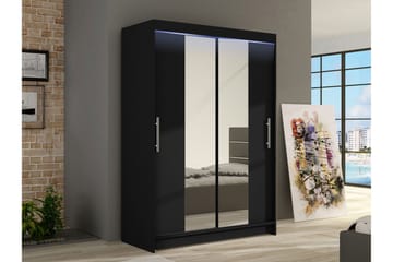 Estella Garderob med Spegel 120x200 cm - Svart - Förvaring - Garderober & garderobssystem