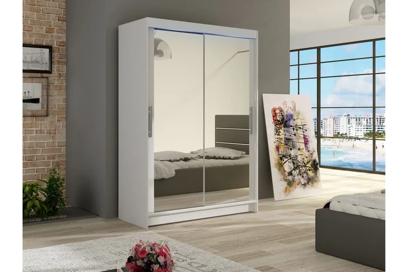 Estella Garderob med Spegel 120x200 cm - Vit - Förvaring - Garderober & garderobssystem