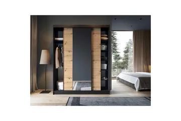 Esville Garderob med Spegel 120x220 cm - Brun - Förvaring - Garderober & garderobssystem