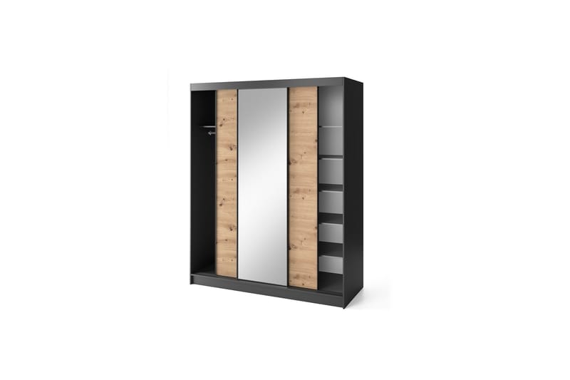 Esville Garderob med Spegel 120x220 cm - Brun - Förvaring - Garderober & garderobssystem