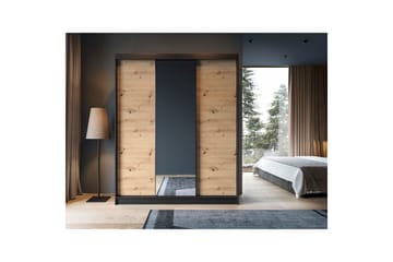 Esville Garderob med Spegel 120x220 cm - Brun - Förvaring - Garderober & garderobssystem