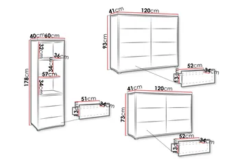 Agawal Möbelset För Vardagsrum - Brun - Förvaring - Förvaringsmöbler - Möbelset för vardagsrum