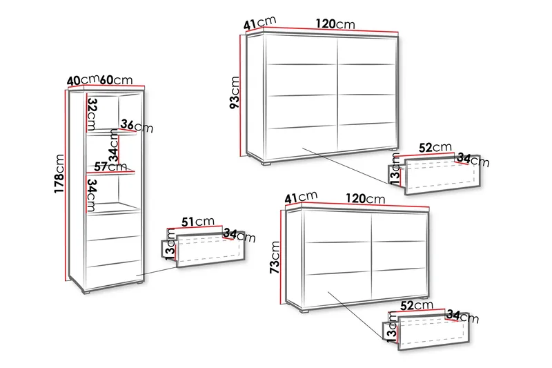 Agawal Möbelset För Vardagsrum - Brun - Förvaring - Förvaringsmöbler - Möbelset för vardagsrum