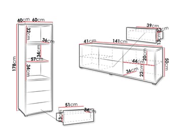 Agawal Möbelset För Vardagsrum - Brun - Förvaring - Förvaringsmöbler - Möbelset för vardagsrum