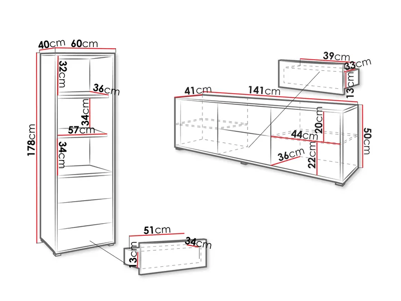 Agawal Möbelset För Vardagsrum - Brun - Förvaring - Förvaringsmöbler - Möbelset för vardagsrum