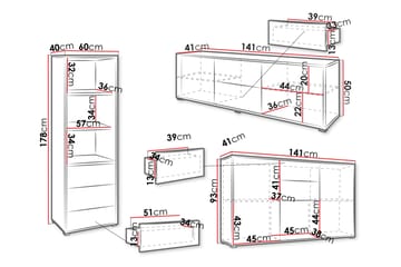 Agawal Möbelset För Vardagsrum - Brun - Förvaring - Förvaringsmöbler - Möbelset för vardagsrum