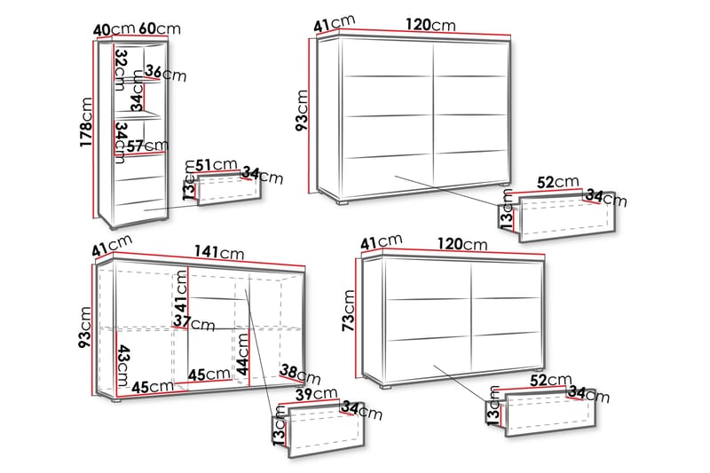 Agawal Möbelset För Vardagsrum - Brun - Förvaring - Förvaringsmöbler - Möbelset för vardagsrum