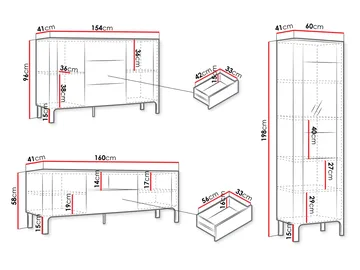 Aggarwal Möbelset för Vardagsrum - Förvaring - Förvaringsmöbler - Möbelset för vardagsrum