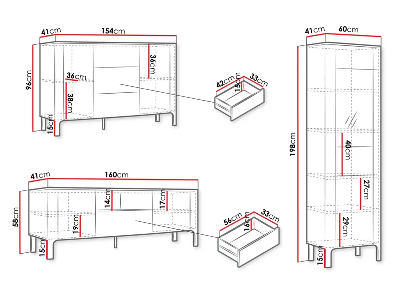 Aggarwal M öbelset för Vardagsrum - Förvaring - Förvaringsmöbler - Möbelset för vardagsrum