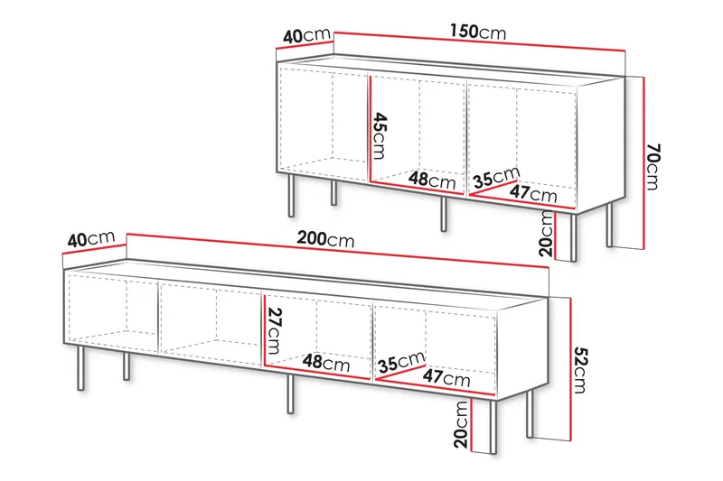 Akie Möbelset För Vardagsrum - Beige - Förvaring - Förvaringsmöbler - Möbelset för vardagsrum