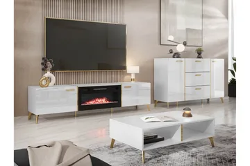 Akihiko Möbelset För Vardagsrum - Vit - Förvaring - Förvaringsmöbler - Möbelset för vardagsrum